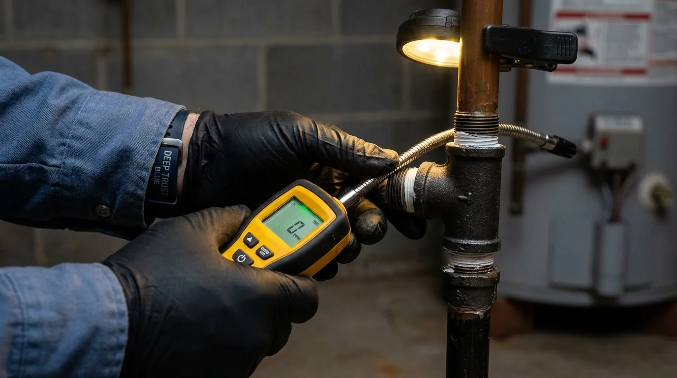 Gas leak detection with electronic sniffer by Johns Plumbing LLC in Montesano