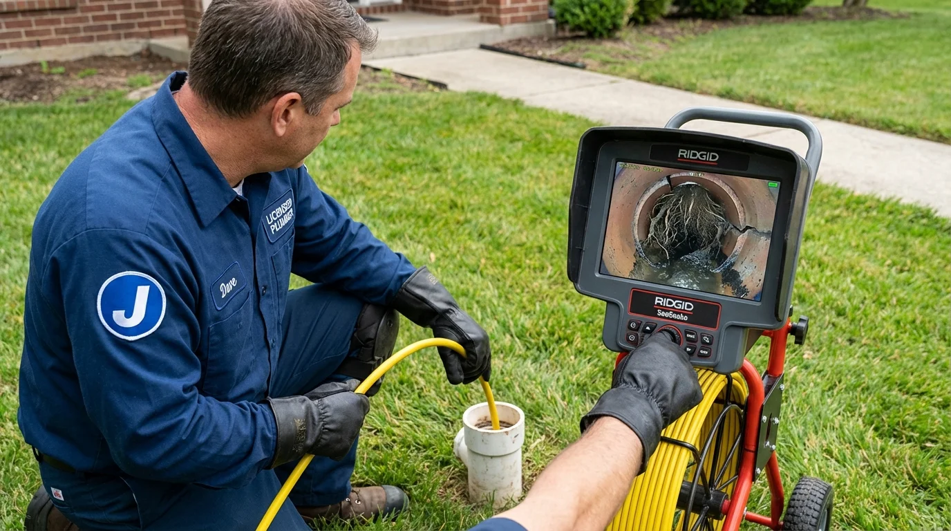 Sewer camera inspection being performed by Johns Plumbing LLC in Montesano